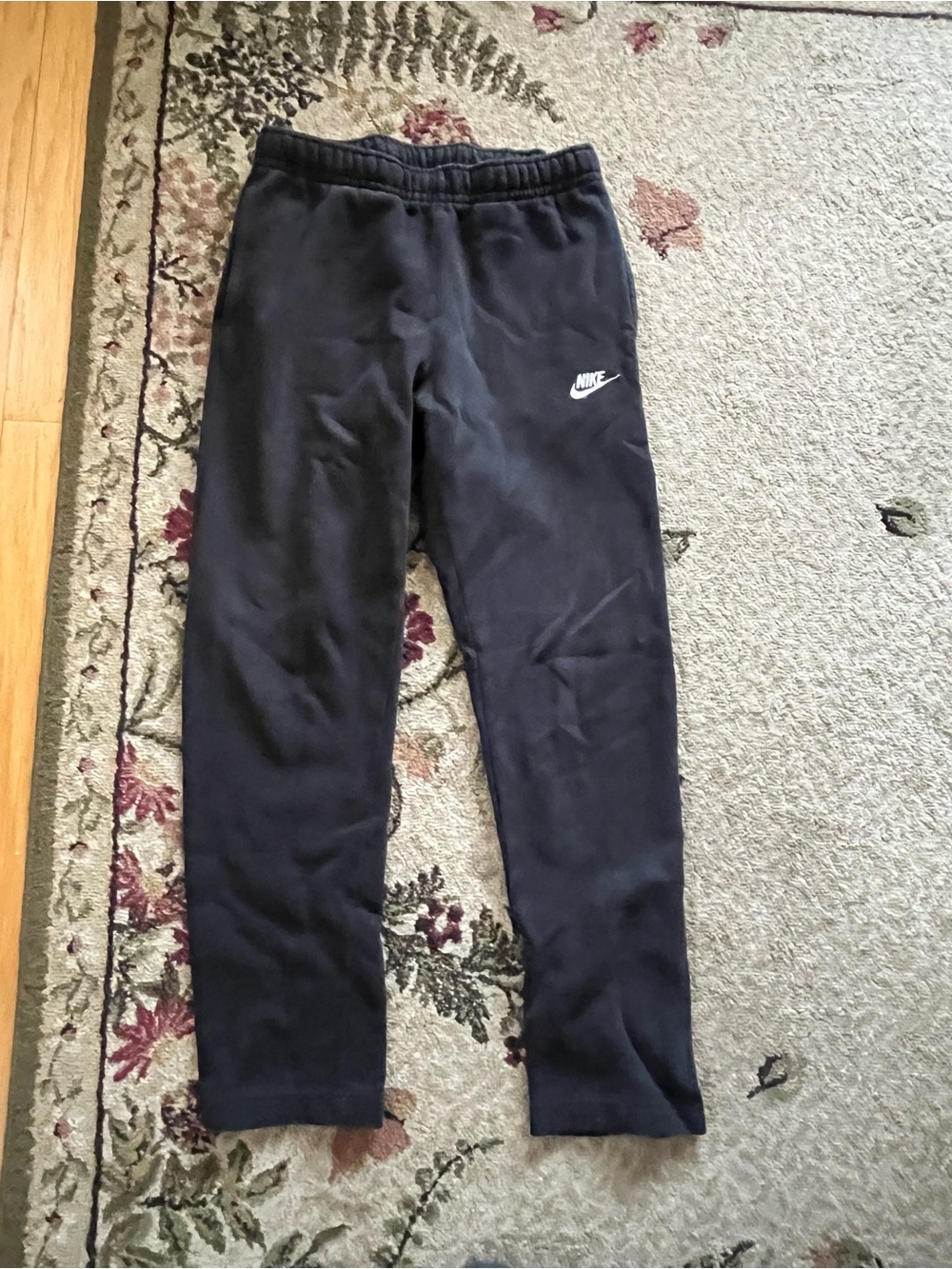 Nike Kids Black Jogger Sweatpants with White Swoosh